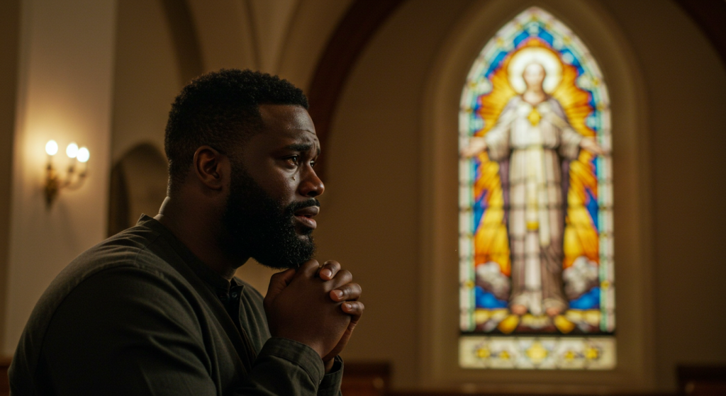 A man repenting his sins to God